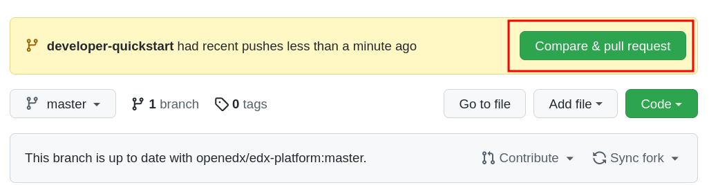 Screenshot of the Review and Create Pull Request button.